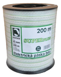 Páska ohradníková SUPER PLUS  bílo/zelená 200mm/200m