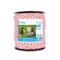 Lano pro elektrický ohradník 4mm bílo/červené 400M