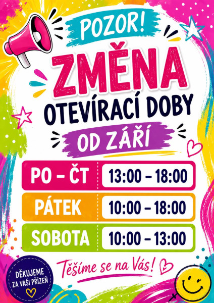ZMĚNA OTEVÍRACÍ DOBY !!!